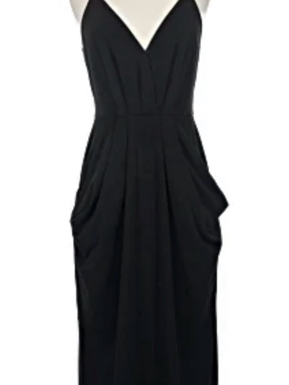Bcbg Black midi dress with pockets V-Neck with button at cleavage